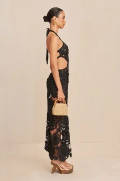 ACCALIA CROCHET GOWN - BLACK