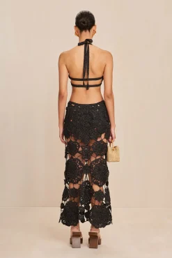 ACCALIA CROCHET GOWN - BLACK