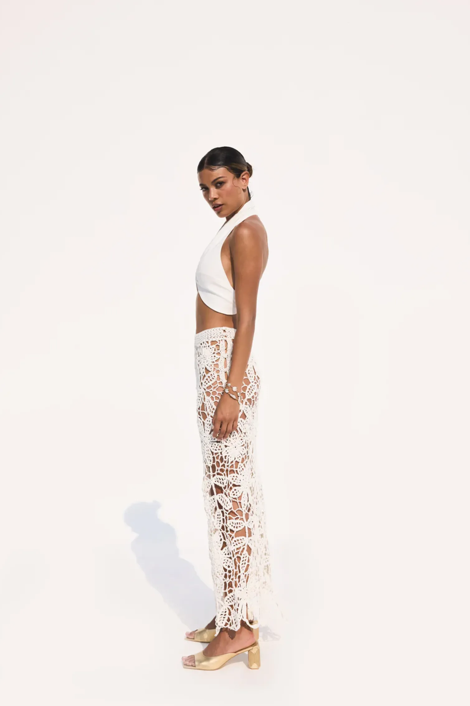 AMINA CROCHET SKIRT - OFF WHITE