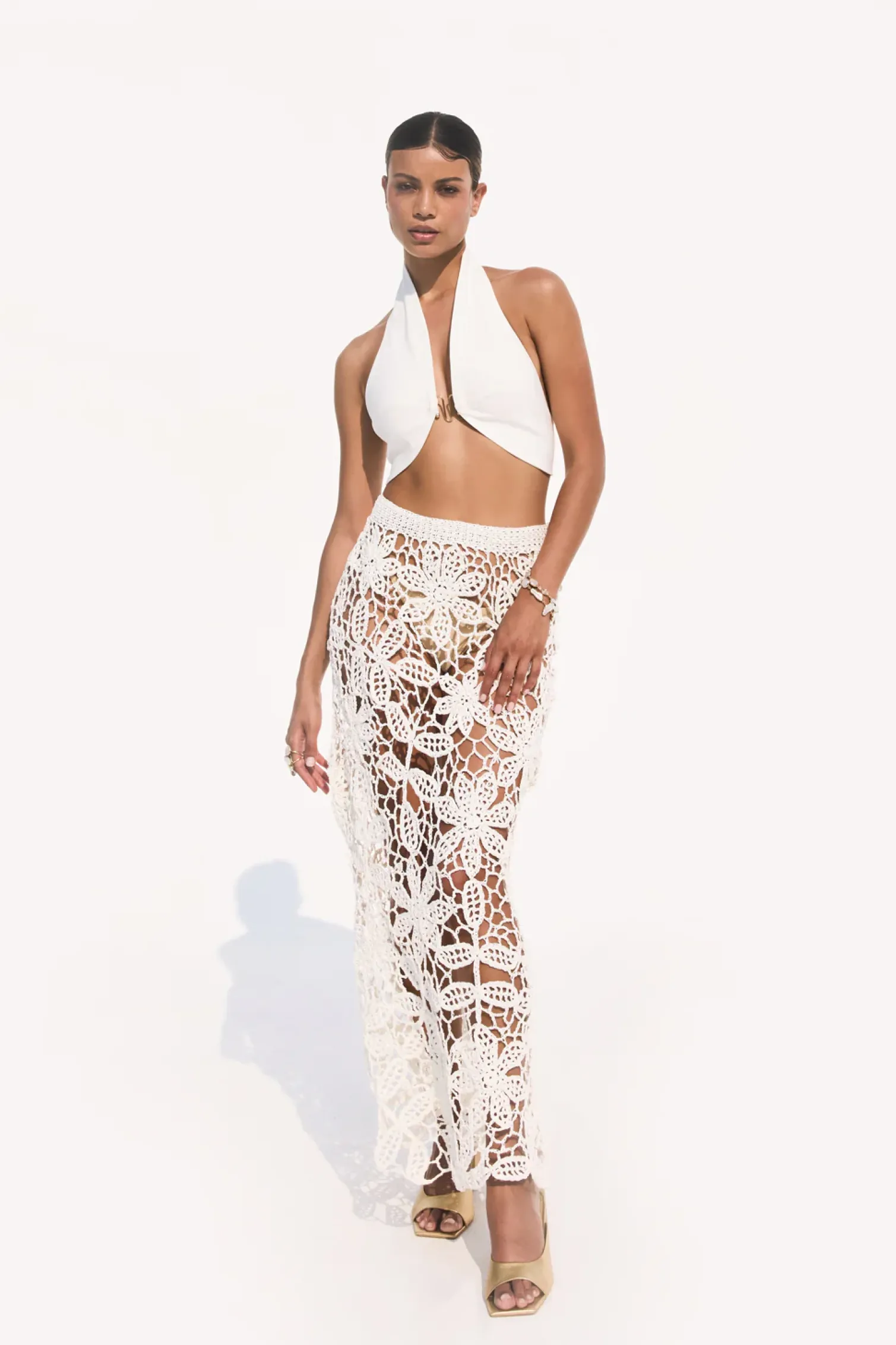 AMINA CROCHET SKIRT - OFF WHITE