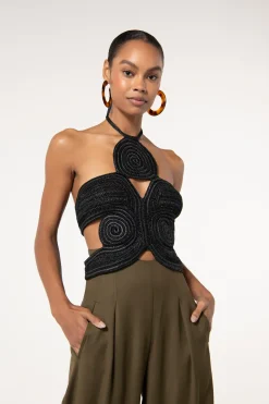 ARCHER CROCHET TOP - BLACK