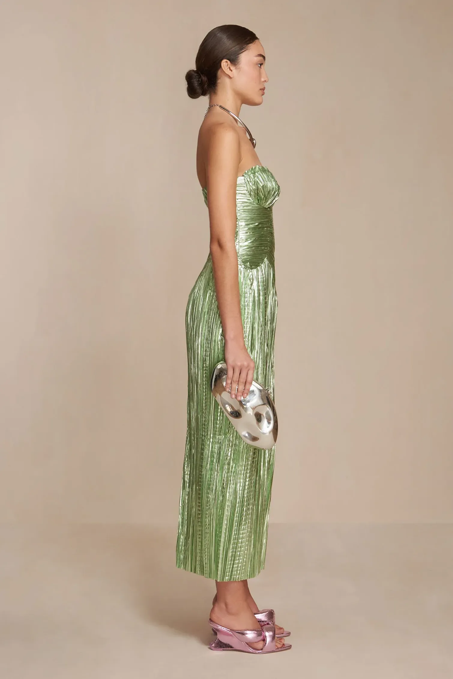 ASHIKA GOWN - SPEARMINT METALLIC