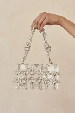 BESS RHINESTONE SHOULDER BAG - CLEAR