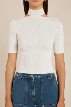 BRIANNA KNIT TOP - OFF WHITE