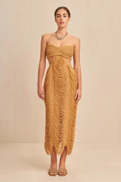 CRESCENT KNIT DRESS - GOLD