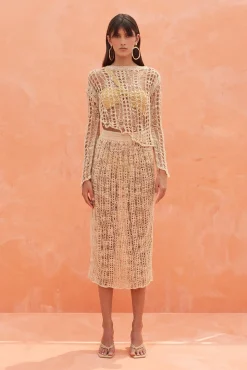 DAWSON CROCHET SKIRT - CHAMPAGNE