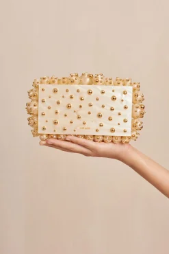 EOS CLUTCH - STUDDED IVORY
