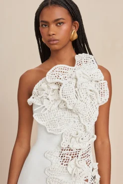 GALLA CROCHET GOWN - OFF WHITE