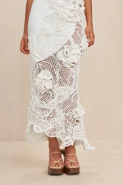 GALLA CROCHET GOWN - OFF WHITE
