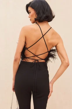 JOEY FEATHER TOP - BLACK