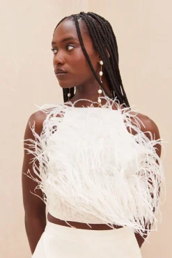 JOEY FEATHER TOP - OFF WHITE
