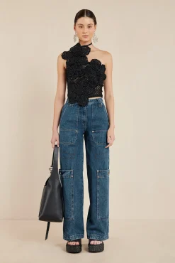 NAZANIN CROCHET TOP - BLACK