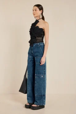 NAZANIN CROCHET TOP - BLACK