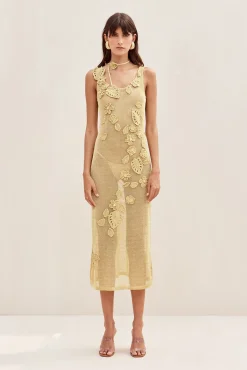 PEMMA CROCHET DRESS - GOLD