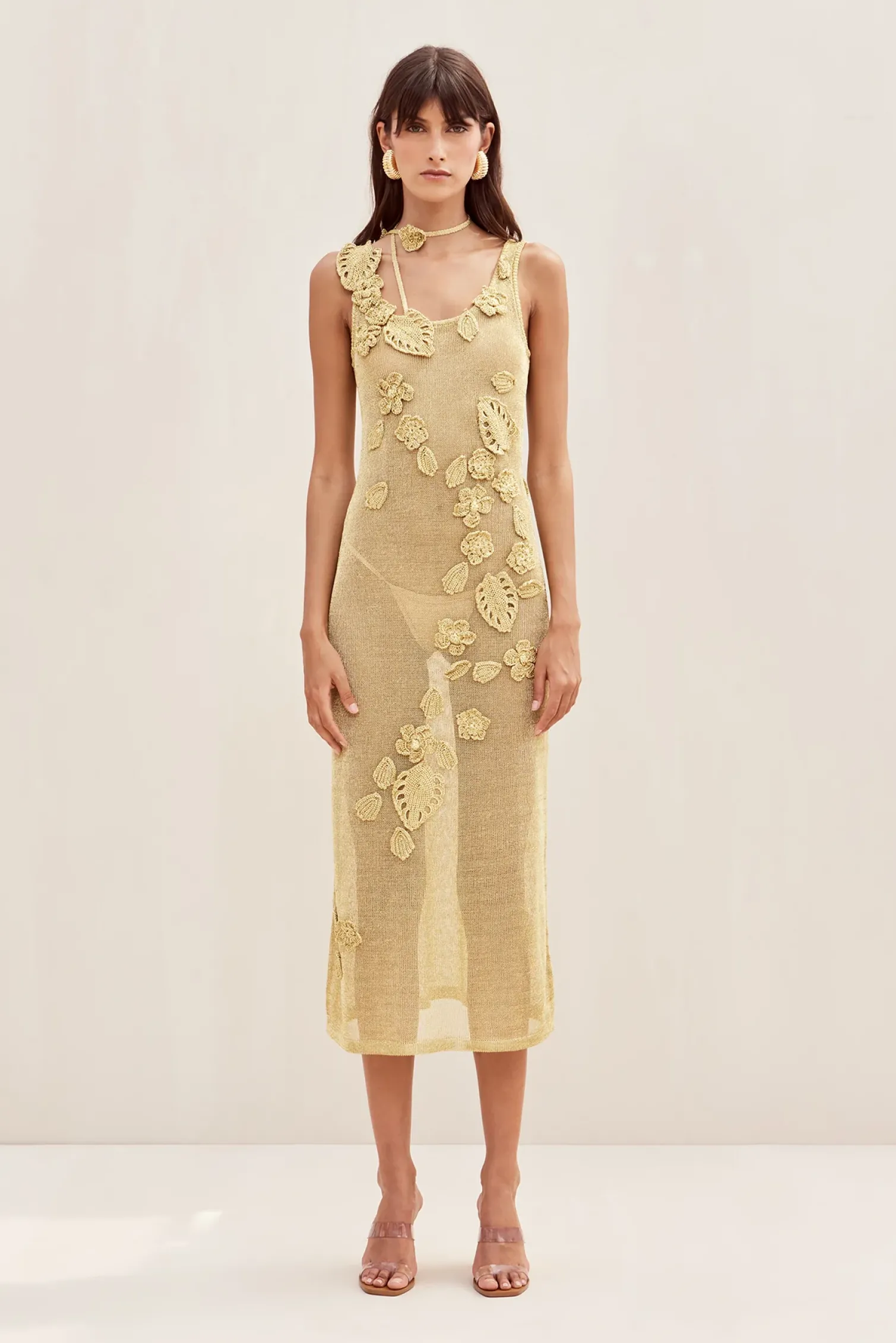PEMMA CROCHET DRESS - GOLD