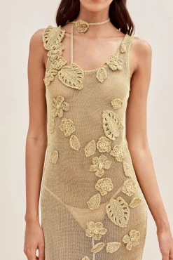PEMMA CROCHET DRESS - GOLD