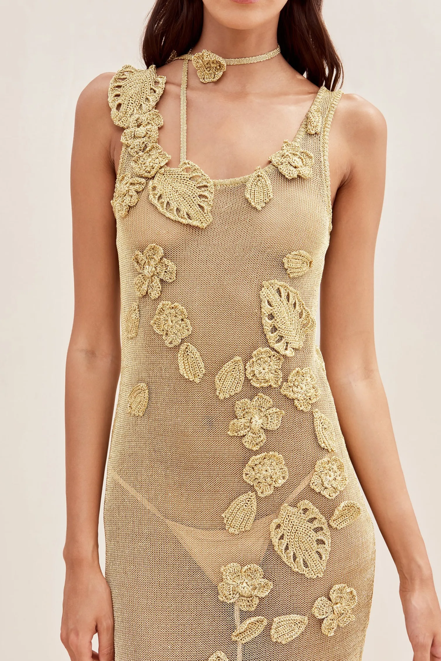 PEMMA CROCHET DRESS - GOLD