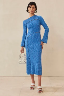 ROSALIA KNIT DRESS - RIVER BLUE