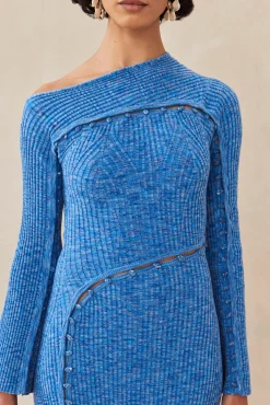 ROSALIA KNIT DRESS - RIVER BLUE