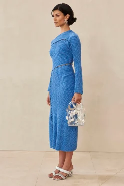 ROSALIA KNIT DRESS - RIVER BLUE