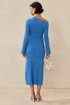 ROSALIA KNIT DRESS - RIVER BLUE