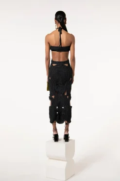 SHENAZ CROCHET DRESS - BLACK