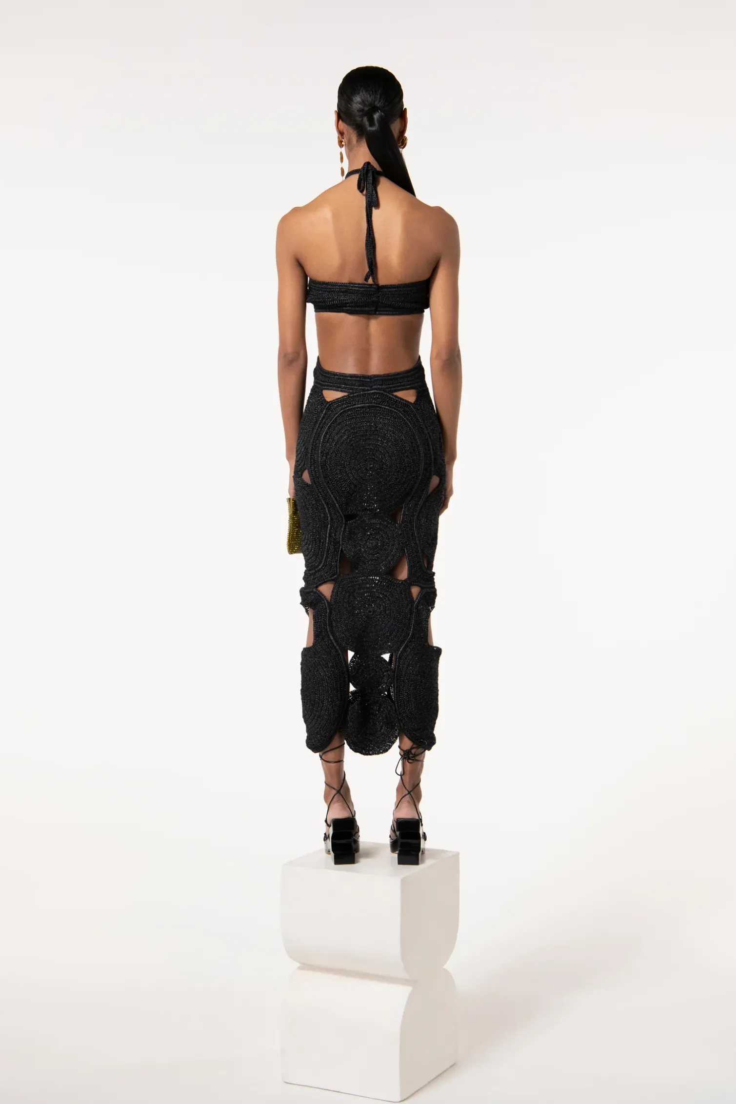 SHENAZ CROCHET DRESS - BLACK