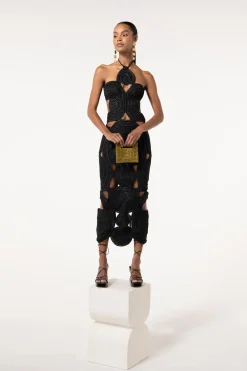 SHENAZ CROCHET DRESS - BLACK