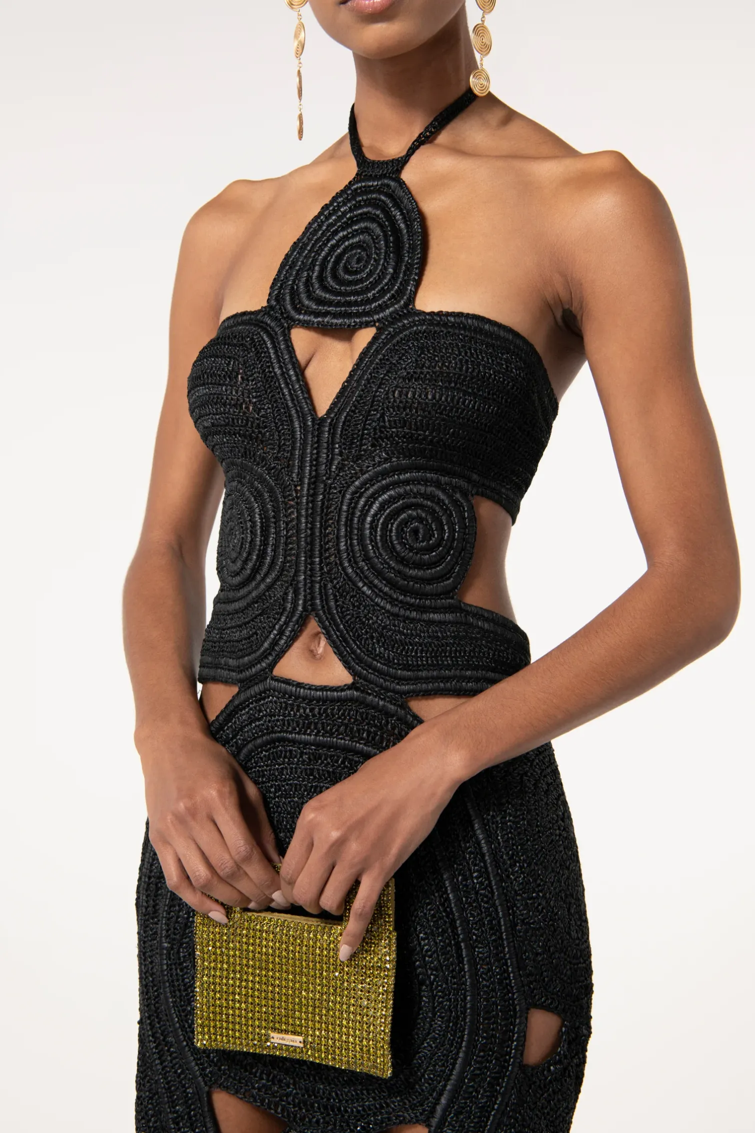 SHENAZ CROCHET DRESS - BLACK