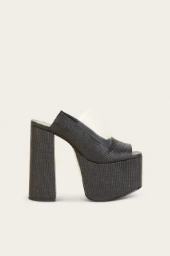 ZIGGY PLATFORM - BLACK RAFFIA
