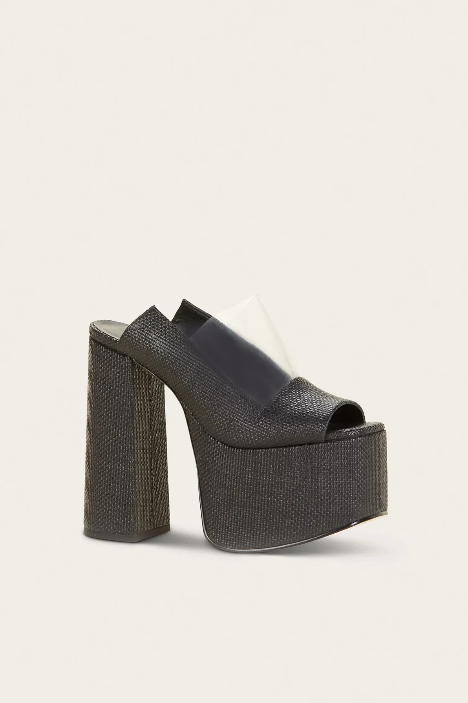 ZIGGY PLATFORM - BLACK RAFFIA